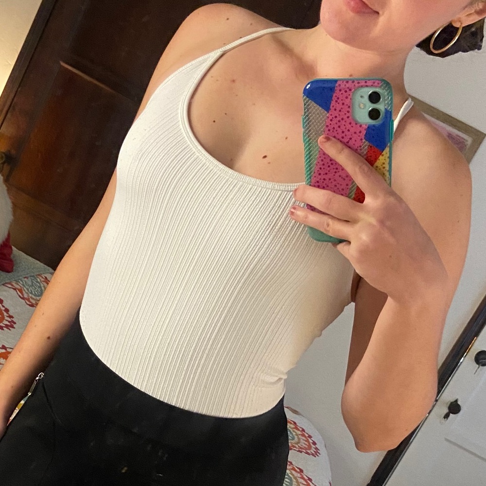 Avocado White One Piece Bodysuit